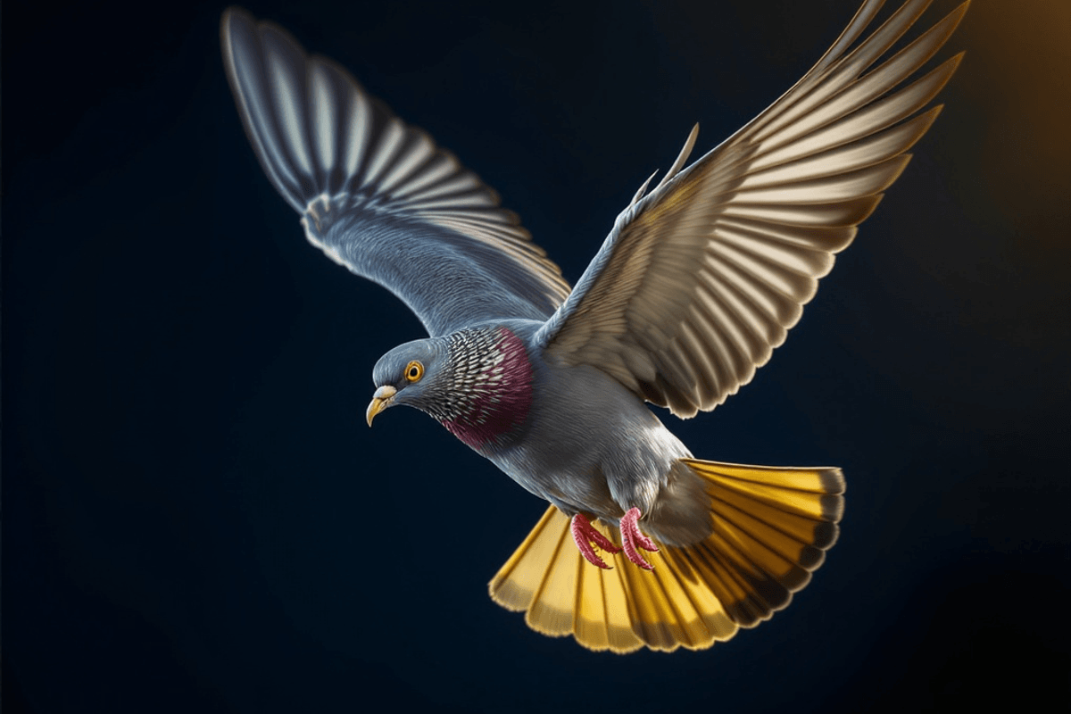 Racing pigeon in flight — Villa's Family Loft